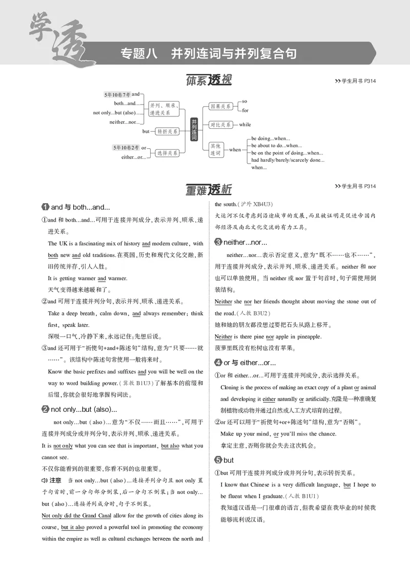 《1_专题八　并列连词与并列复合句_2025版教学资源包_（总复习系列）2025版《5年高考3年模拟》新高考版B版（⭐全科）_2025版.新高考新教材版.高考总复习.英语.5·3B版_2_专题电子书》第1页预览