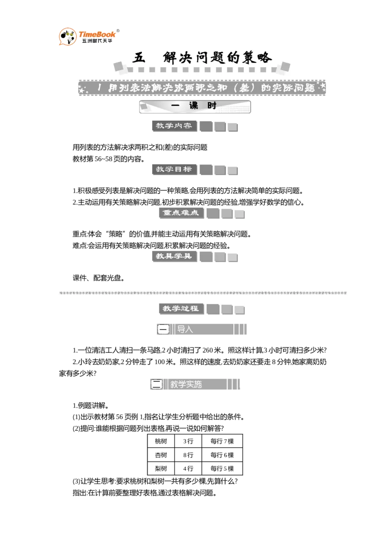 《1用列表法解决求两积之和（差）的实际问题教案_26春小学语数英道科各版本《课件+教案》_26春各版本语数英《七彩课堂》教学课件+教案_25秋_数学《七彩课堂》教案+数学课件苏教25秋》第1页预览