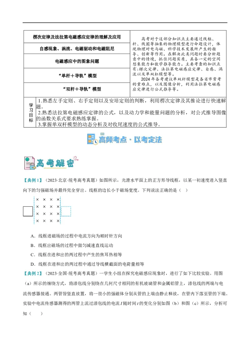 《专题08电磁感应的综合运用（讲义）（原卷版）(1)_2026版高中《二三轮复习+冲刺复习》》第2页预览