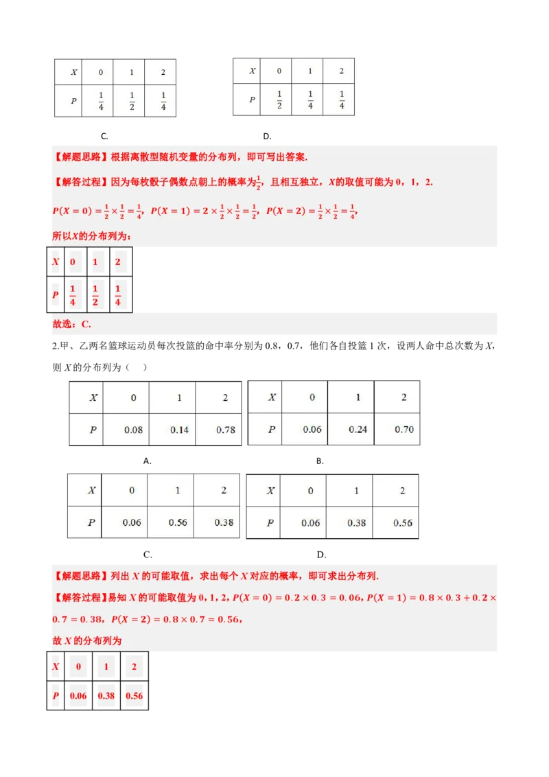 《7.2离散型随机变量及其分布列（解析版）(1)_2026版高中《二三轮复习+冲刺复习》_随机变量及其分布PDF》第7页预览