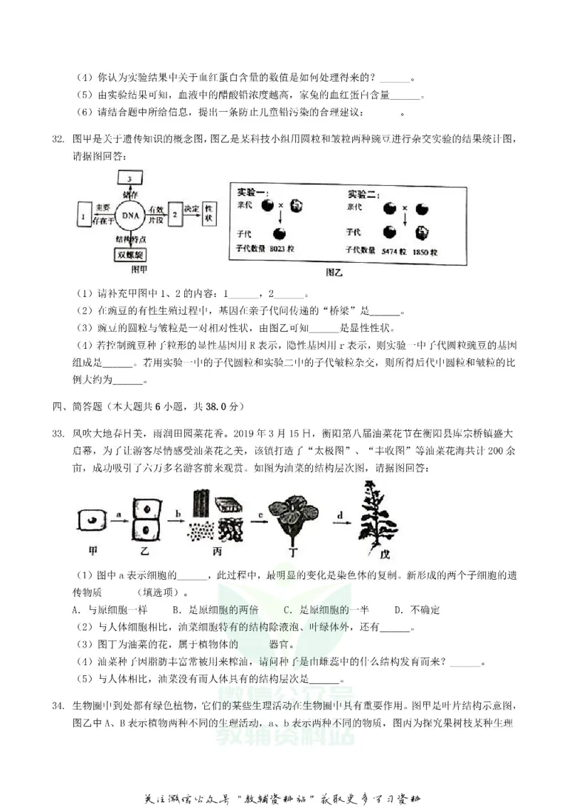 《2019湖南省衡阳市中考生物真题及答案_初高中资料库_初中资料库（转存避免链接过期失效）_初中生物》第5页预览