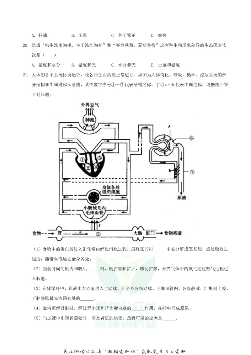 《2020四川省资阳市中考生物真题及答案_初高中资料库_初中资料库（转存避免链接过期失效）_初中生物》第5页预览