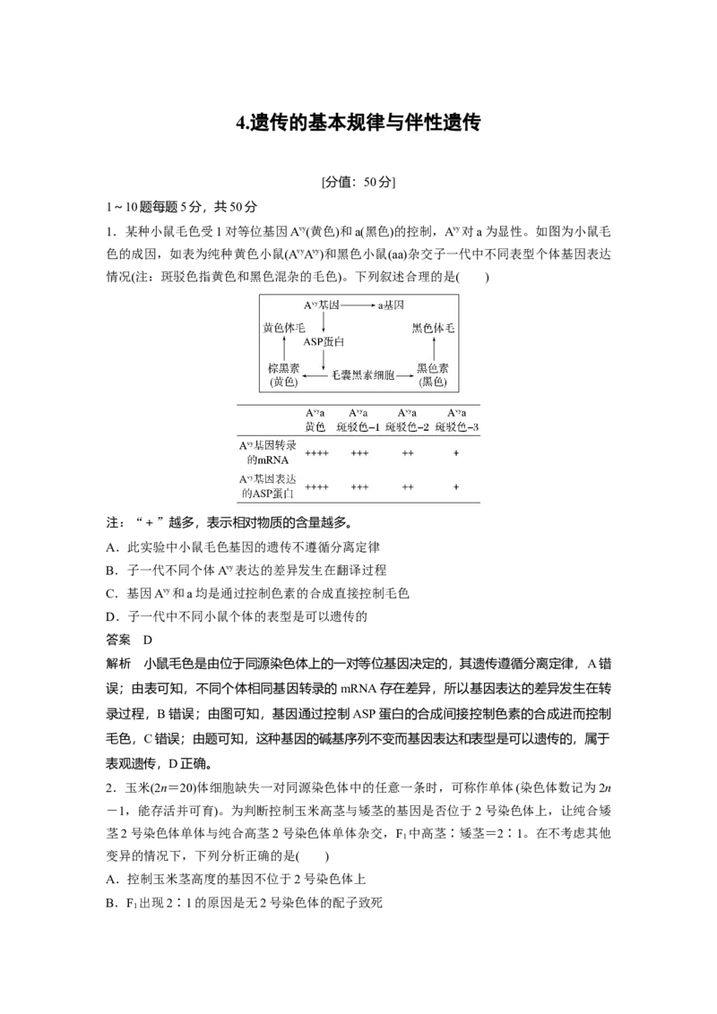 《4.遗传的基本规律与伴性遗传(1)_2026版高中《二三轮复习+冲刺复习》_高考生物生物二轮2026届高考生物步步高大二轮专题复习教师用书(word版)+教师用书配套PPT+题库(word版)(完整版)》第1页预览