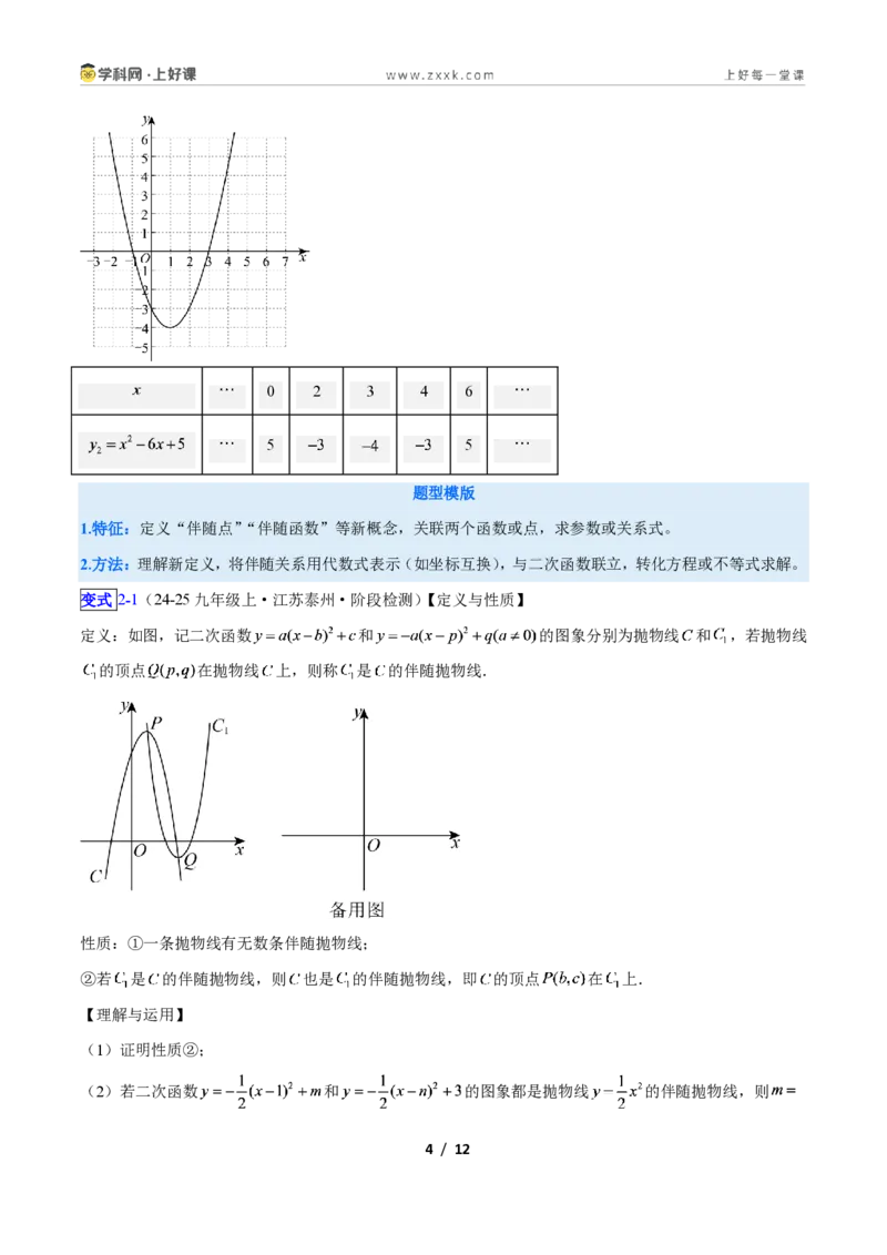《专题10二次函数中的新定义型问题的四类综合题型（压轴题专项训练）数学新教材人教版九年级上册（原卷版）_2026秋初中教辅合集_2027学科网&》第4页预览