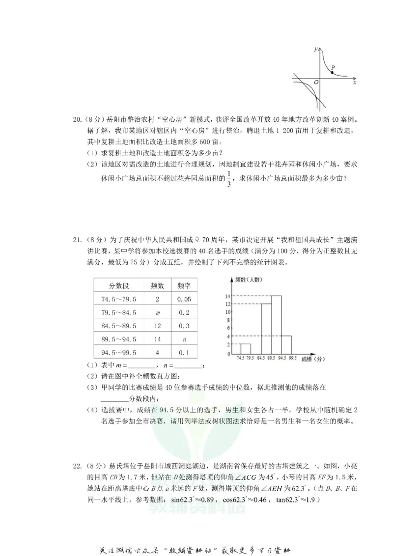 《2019湖南省岳阳市中考数学真题及答案_初高中资料库_初中资料库（转存避免链接过期失效）_初中数学》第3页预览