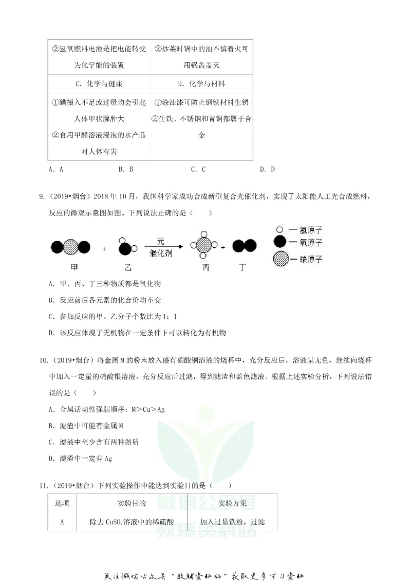 《2019山东省烟台市中考化学真题及答案_初高中资料库_初中资料库（转存避免链接过期失效）_初中化学》第3页预览