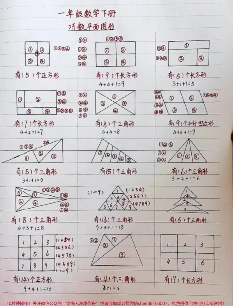 《一年级下册数学巧数平面图形#小学数学#教育#每天学习一点点#学习#数学思维》第1页预览