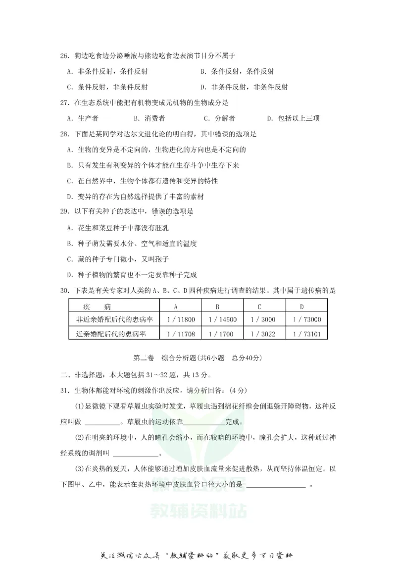 《2020山东省日照市中考生物真题_初高中资料库_初中资料库（转存避免链接过期失效）_初中生物》第4页预览
