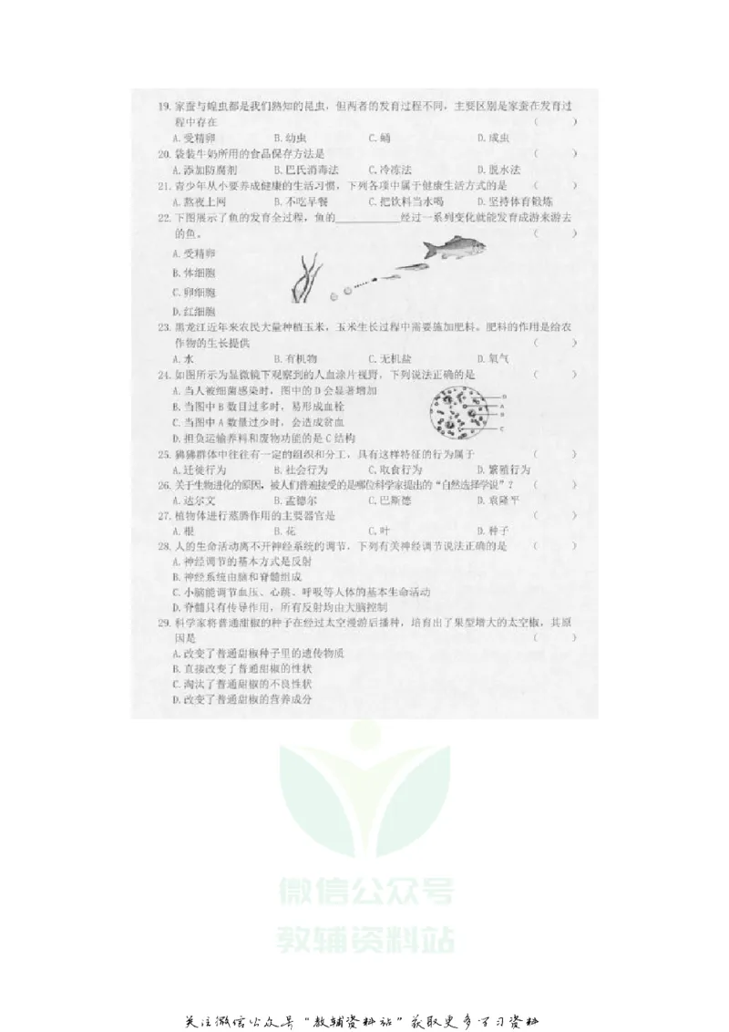 《2020黑龙江鸡西中考生物真题及答案_初高中资料库_初中资料库（转存避免链接过期失效）_初中化学》第3页预览