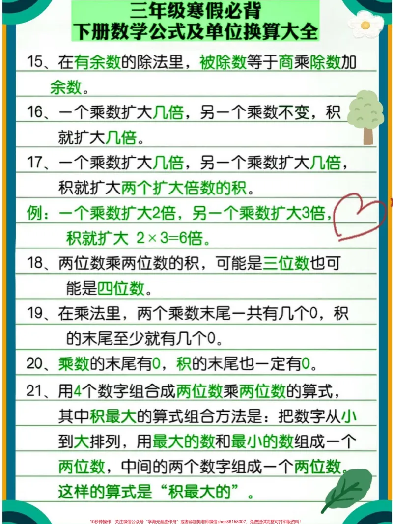 《三年级下册数学寒假必背概念和公式大全#教育#学习#每天学习一点点#家长收藏孩子受益#三年级数学》第1页预览