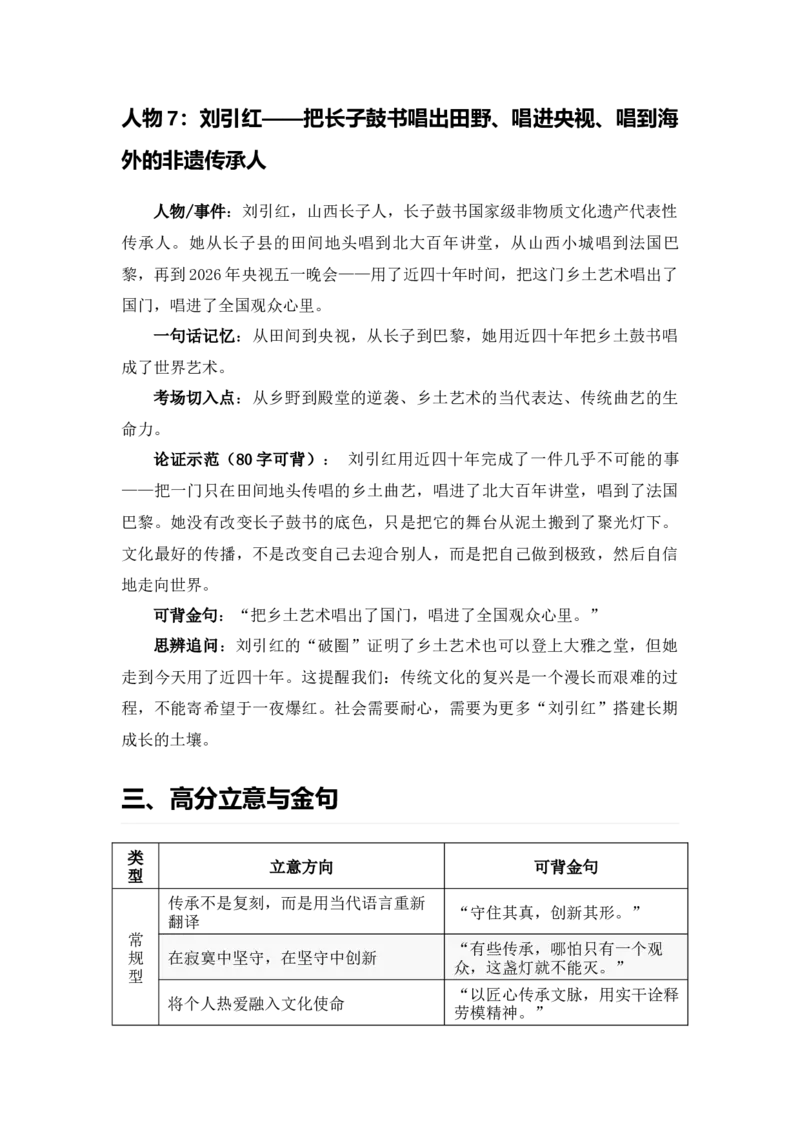 《2026届高考最新作文热点素材汇总——八大母题⑥：文化传承·守正创新_高考一二三轮复习_语文_2027年高考语文专项复习_102027届高考最新作文素材分析记背》第6页预览