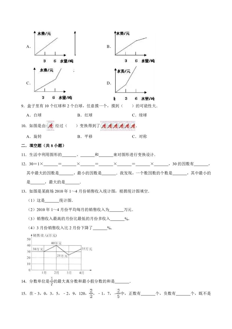 《四（下）青岛版数学期末测试卷.5(54制)_6年级下册同步教辅_6下-数学_六下数学青岛54版试卷》第2页预览