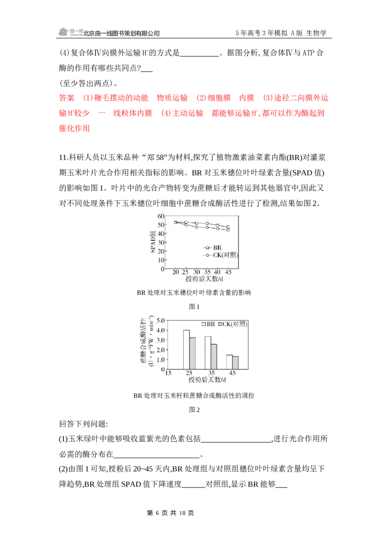 《1_专题过关检测练Word-第4章　细胞的能量供应和利用_2026版教学资源包_202653高考总复习A版_江苏版_2026版.江苏版.选考总复习.生物.5·3A版_第1部分分子与细胞_第4章细胞的能量供应和利用》第6页预览