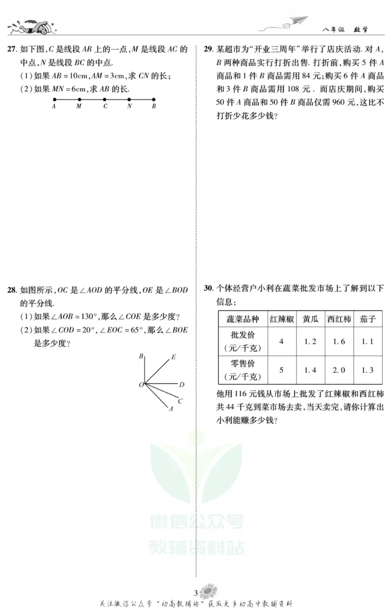 《假期特训·学期总复习八年级寒假数学人教版_07.小学语文、英语、数学专区_小学寒假教辅汇总_1~8年级假期特训·学期总复习_8年级》第5页预览