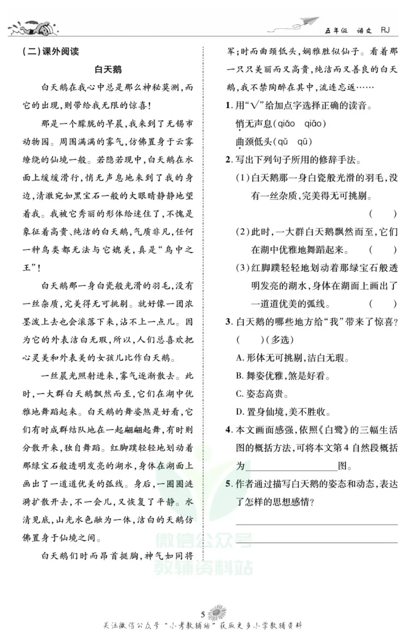 《假期特训·学期总复习五年级寒假语文部编版_07.小学语文、英语、数学专区_小学寒假教辅汇总_1~8年级假期特训·学期总复习_5年级》第8页预览