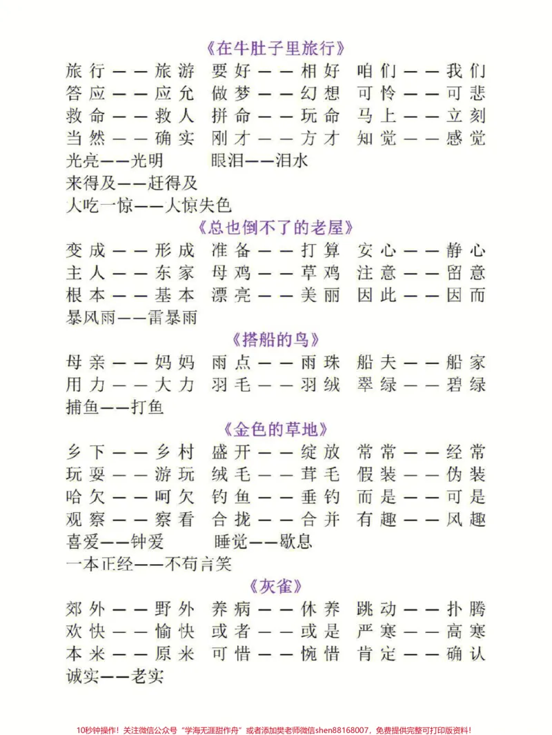 《三年级上册语文全册近反义词汇总大全#知识点总结#小学知识点归纳#学习#三年级》第2页预览