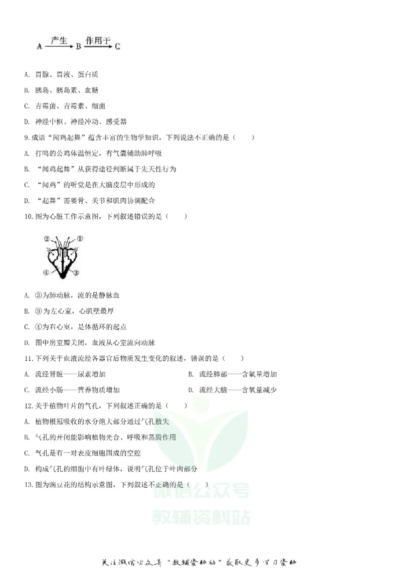 《2020江西九江中考生物试卷及答案_初高中资料库_初中资料库（转存避免链接过期失效）_初中生物》第2页预览