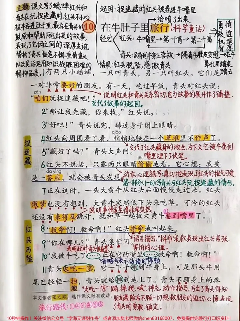 《三年级上册语文10.在牛肚子里旅行笔记。三年级上册语文第10课在牛肚子里旅行课堂笔记#三年级上册语文#课文笔记#随堂笔记#知识点总结#三年级语文重点归纳》第1页预览