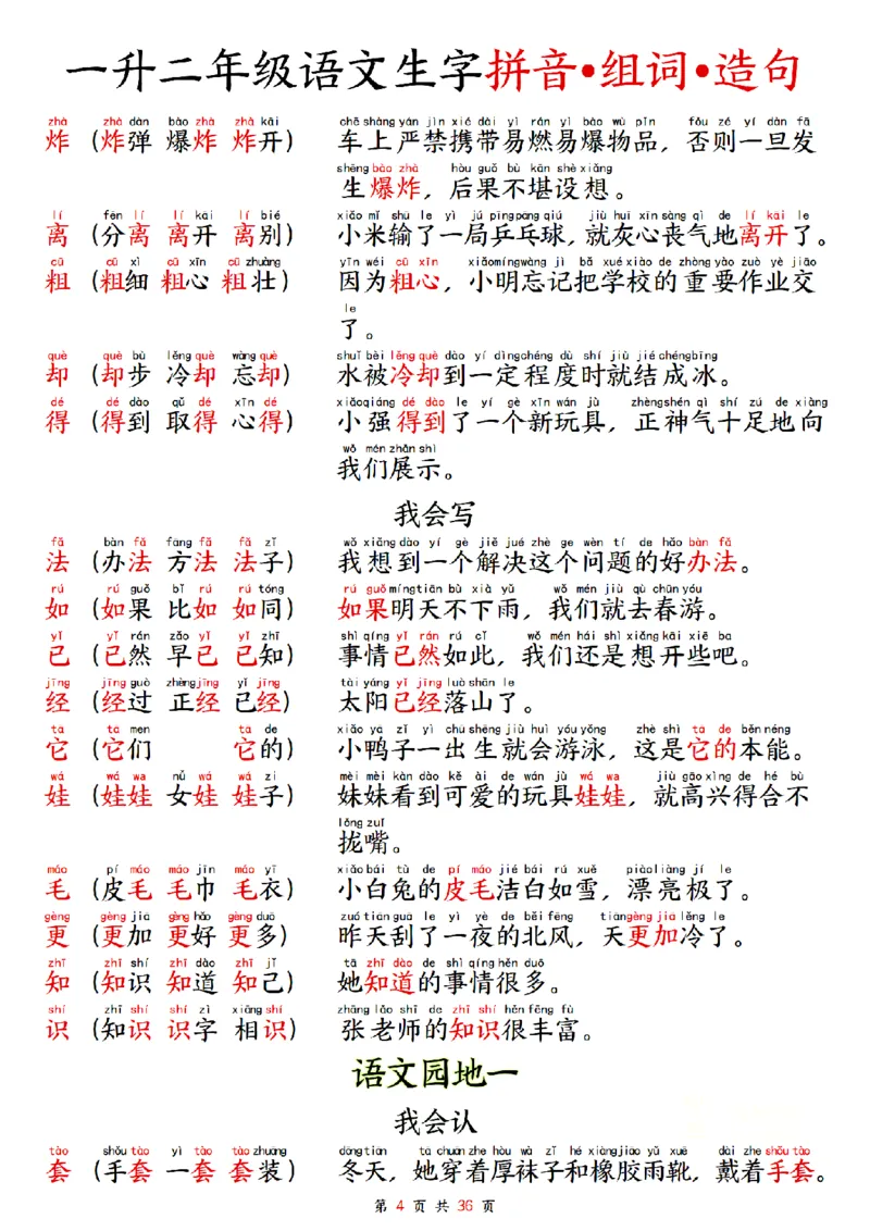 《新版二年级上册组词造句手册（上）_2年级上册同步教辅_2上-语文_二上语文-仿写句子》第4页预览