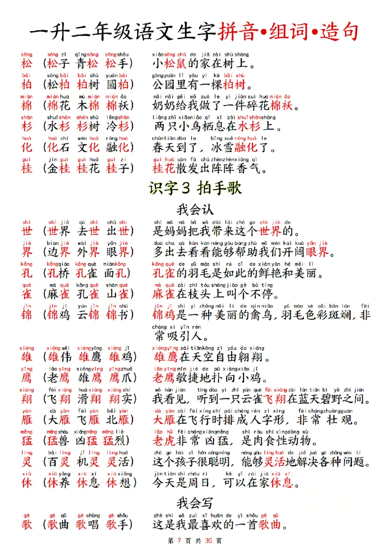 《新版二年级上册组词造句手册（上）_2年级上册同步教辅_2上-语文_二上语文-仿写句子》第7页预览