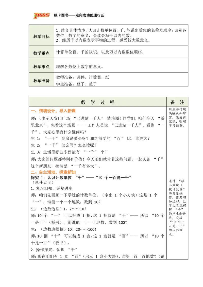 《二游览北京——万以内数的认识_26春小学语数英道科各版本《课件+教案》_26春各版本数学《课件+教案》1-6年级下册_26春青岛版数学1-6年级下册教案课件PPT_青岛版数学二年级下册（26春）》第3页预览