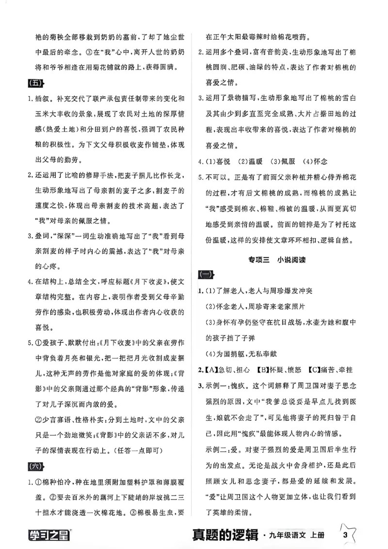 《九上语文专项卷答案(1)_2026秋初中教辅合集_2027学习之星_2027《学习之星•真题的逻辑》9上语文（人教）》第5页预览