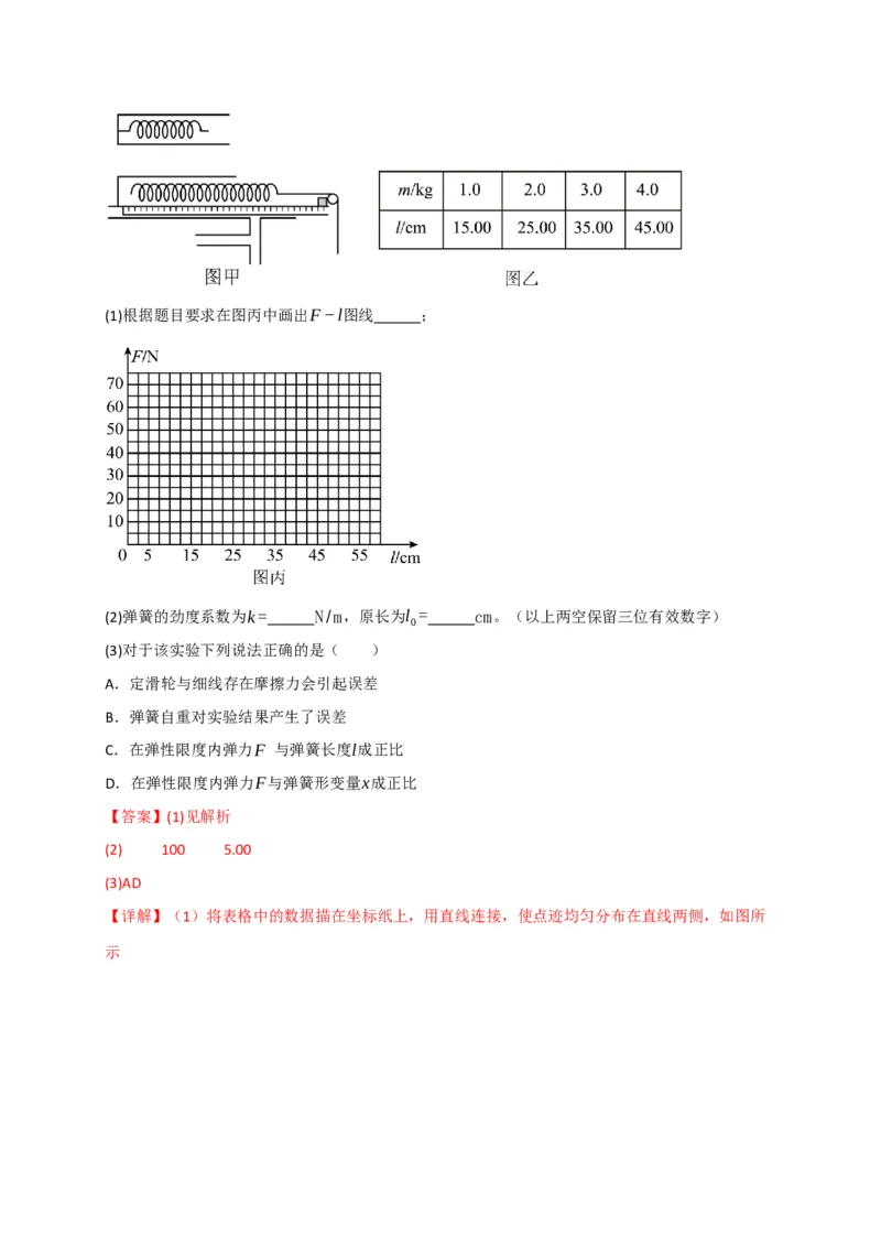 《第08讲实验：探究弹簧弹力与形变量的关系、实验：探究两个互成角度的力的合成规律（专项训练）（四川专用）（教师版）_高考一二三轮复习_物理_2026年》第5页预览