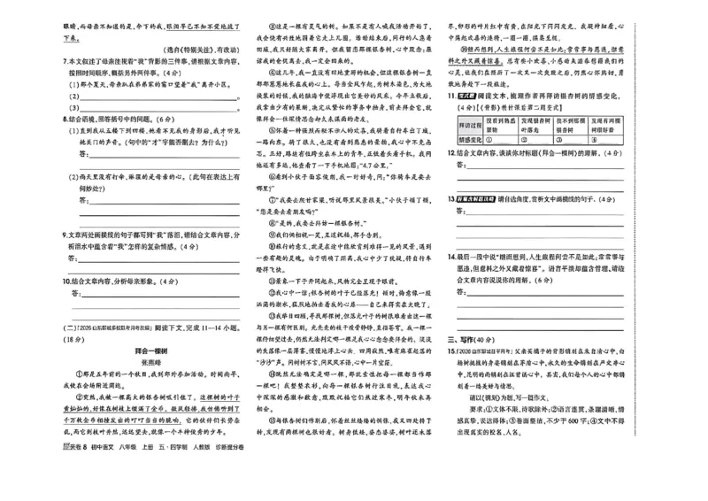 《八上语文诊断提分卷_2026秋初中教辅合集_2026秋53系列_2027《初中53同步》8上语文（54制鲁教）（山东专用）》第9页预览
