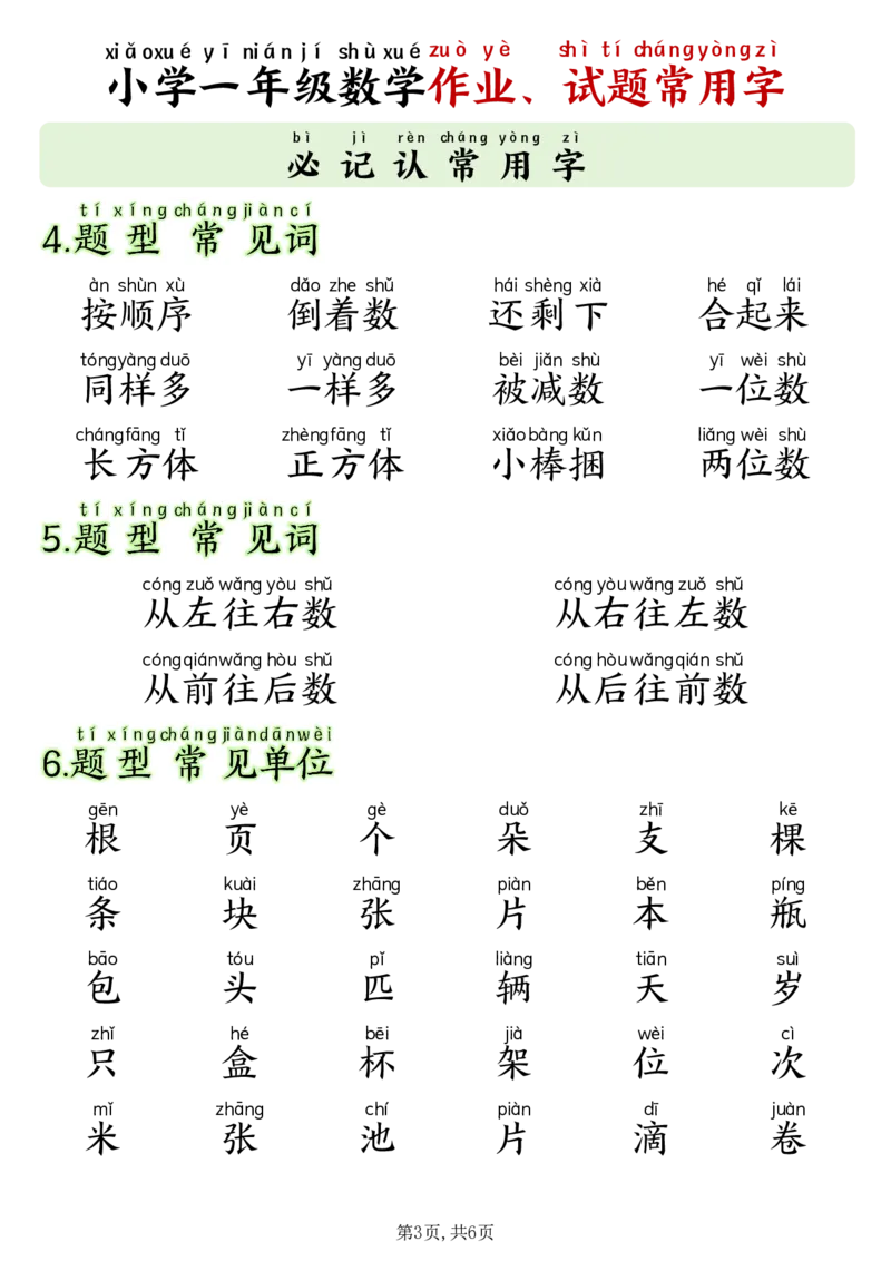 《小学一年级数学必记认常用字8.19_1年级上册同步教辅_1上语文_一上语文-生字+字帖》第3页预览