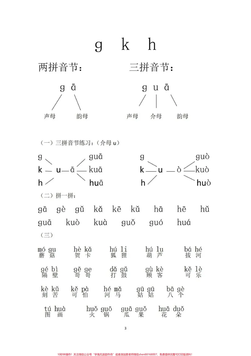《一年级拼音拼读练习。#一年级#知识分享#干货#小学语文#教育》第3页预览