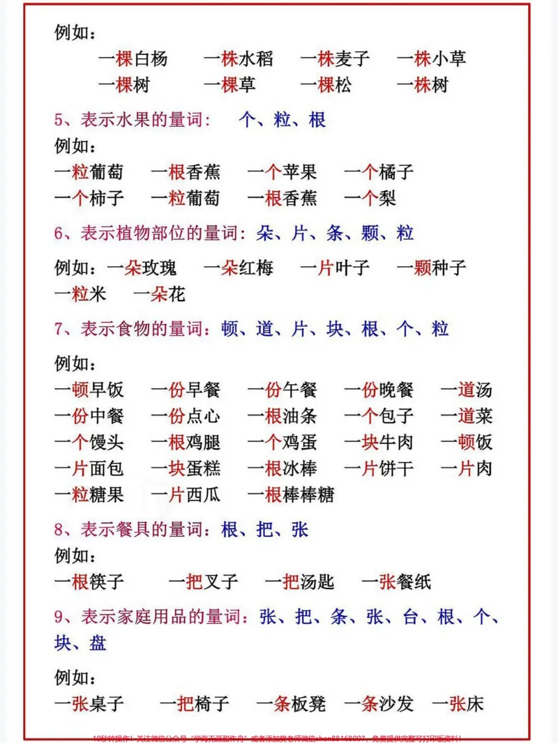 《一年级语文上册，重点必考，量词用法。一年级语文上册，重点必考，量词用法#学霸秘籍#小学语文怎么学#期中考试#关注我持续更新小学知识#每天学习一点点进步一点点》第2页预览