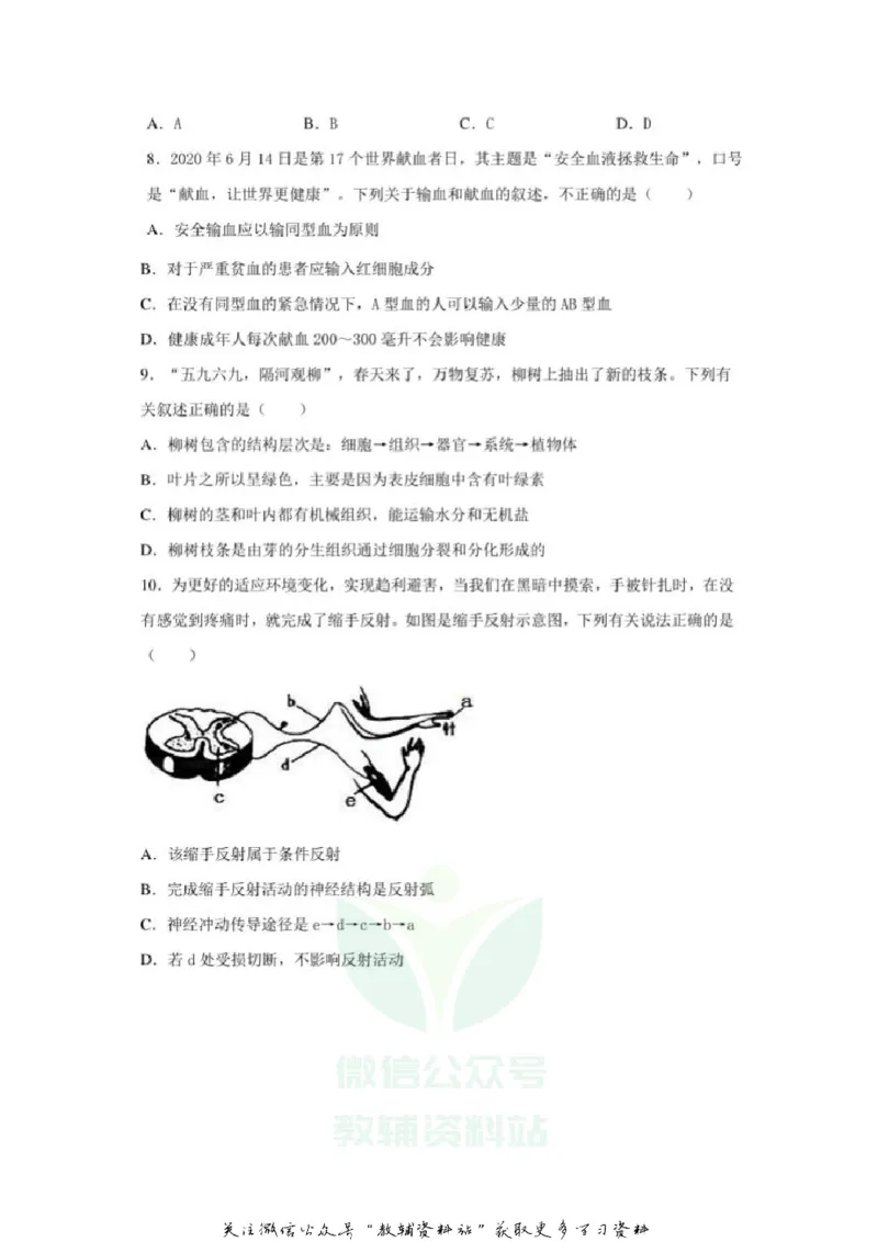 《2020山东济宁中考生物真题及答案_初高中资料库_初中资料库（转存避免链接过期失效）_初中生物》第3页预览