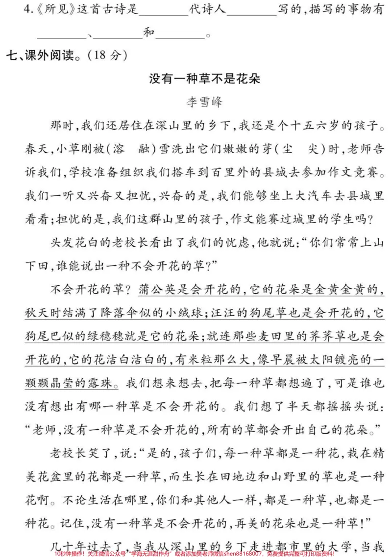 《三年级上册语文第一单元测试#三年级#语文#必考考点#学习#大青树下的小学期中期末必考题易错题》第3页预览
