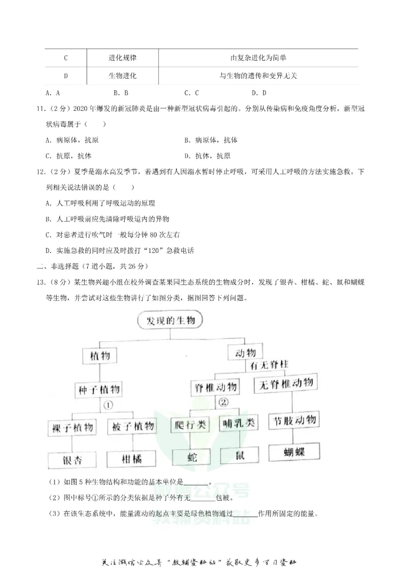 《2020湖南省永州市中考生物真题及答案_初高中资料库_初中资料库（转存避免链接过期失效）_初中生物》第3页预览