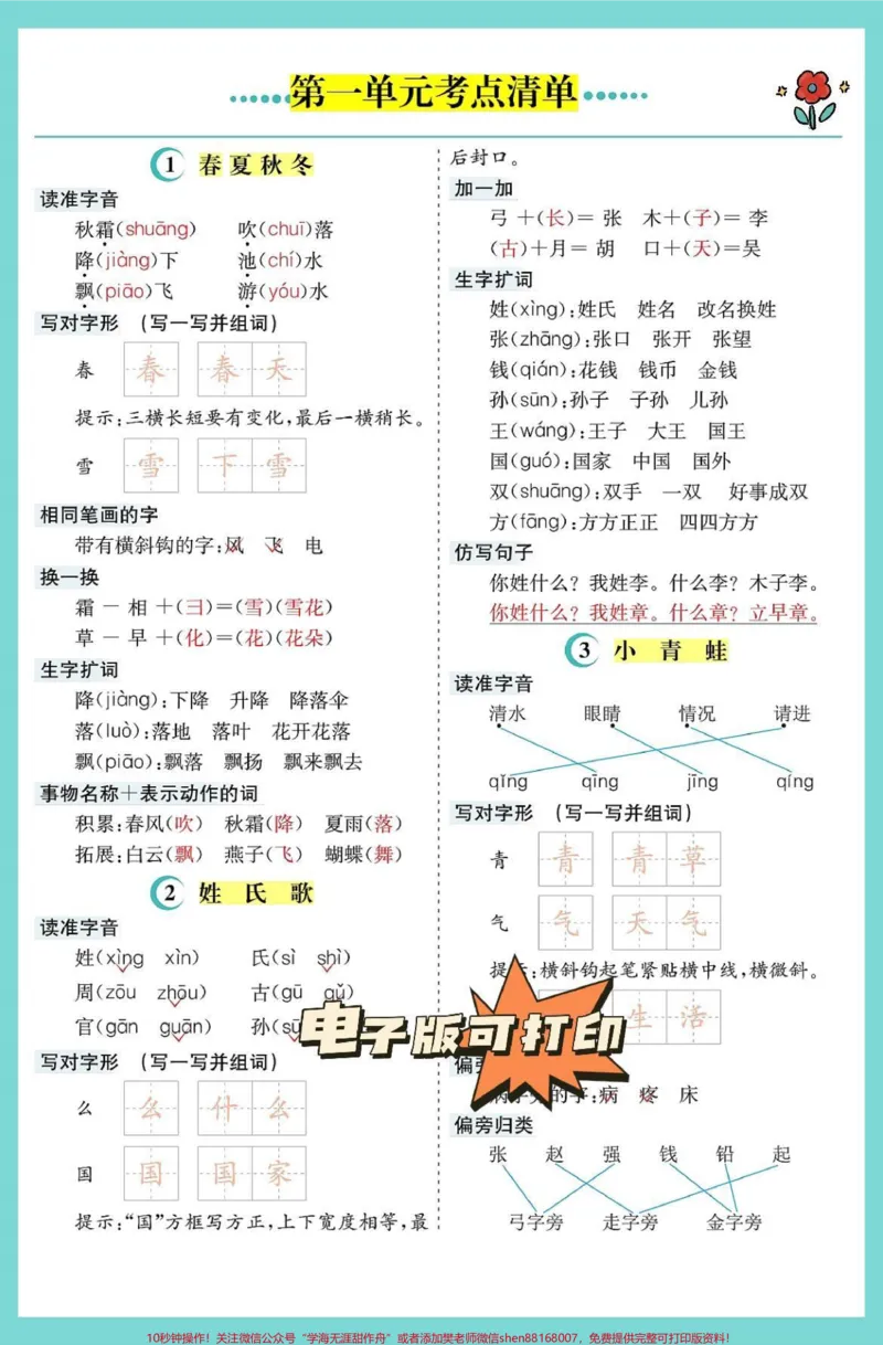《一年级语文下册1-8单元知识重点难点归纳。给孩子收藏起来考点总结#一年级语文下册》第2页预览