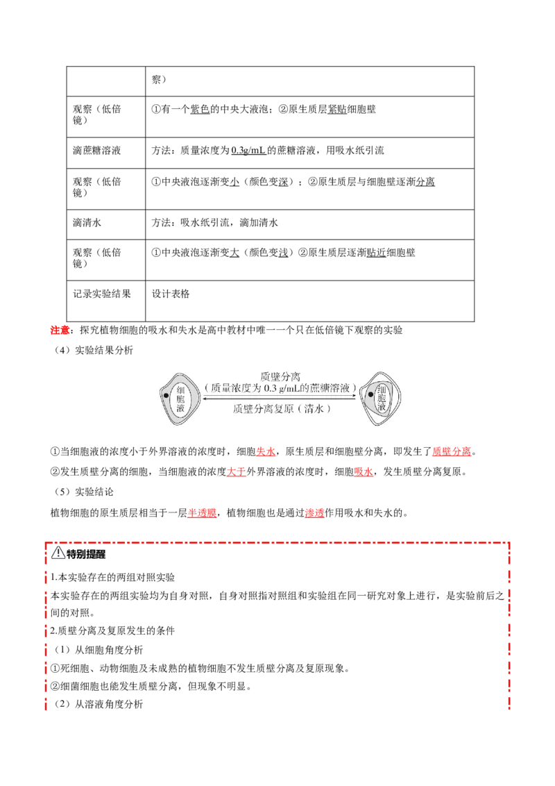 《第07讲物质运输（知识清单）（全国通用）（教师版）_高考一二三轮复习_生物_2026年高考生物一轮_2026年高考生物一轮复习讲义+练习+课件（新教材新高考）-G55_2026版》第5页预览
