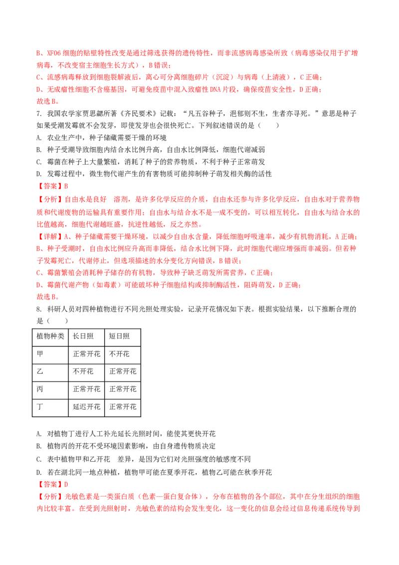 《2025年高考生物真题完全解读（湖北卷）_高考一二三轮复习_生物_2026年-生物高考专项复习_2025年高考生物真题完全解读-G338》第9页预览