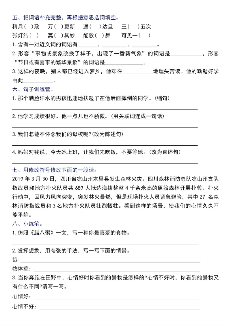 《小升初六年级下册语文高频考点专项练习_6年级下册同步教辅_6下-语文_六下语文专项练习》第2页预览