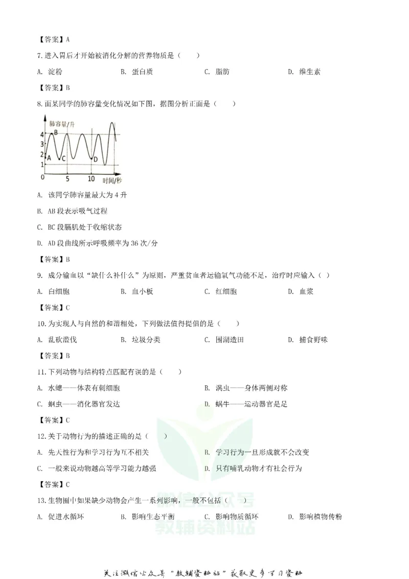 《2020湖南岳阳中考生物试题及答案_初高中资料库_初中资料库（转存避免链接过期失效）_初中生物》第2页预览