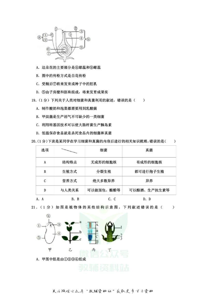 《2020山东省青岛市中考生物真题_初高中资料库_初中资料库（转存避免链接过期失效）_初中生物》第5页预览