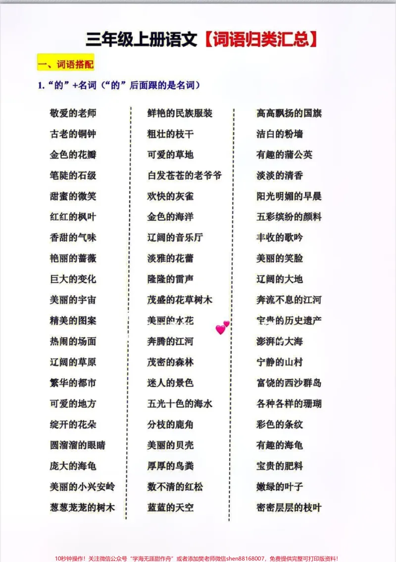 《三年级上册语文词语归类汇总大全#每天学习一点点#教育#家长收藏孩子受益#小学语文资料分享#小学知识点归纳》第1页预览