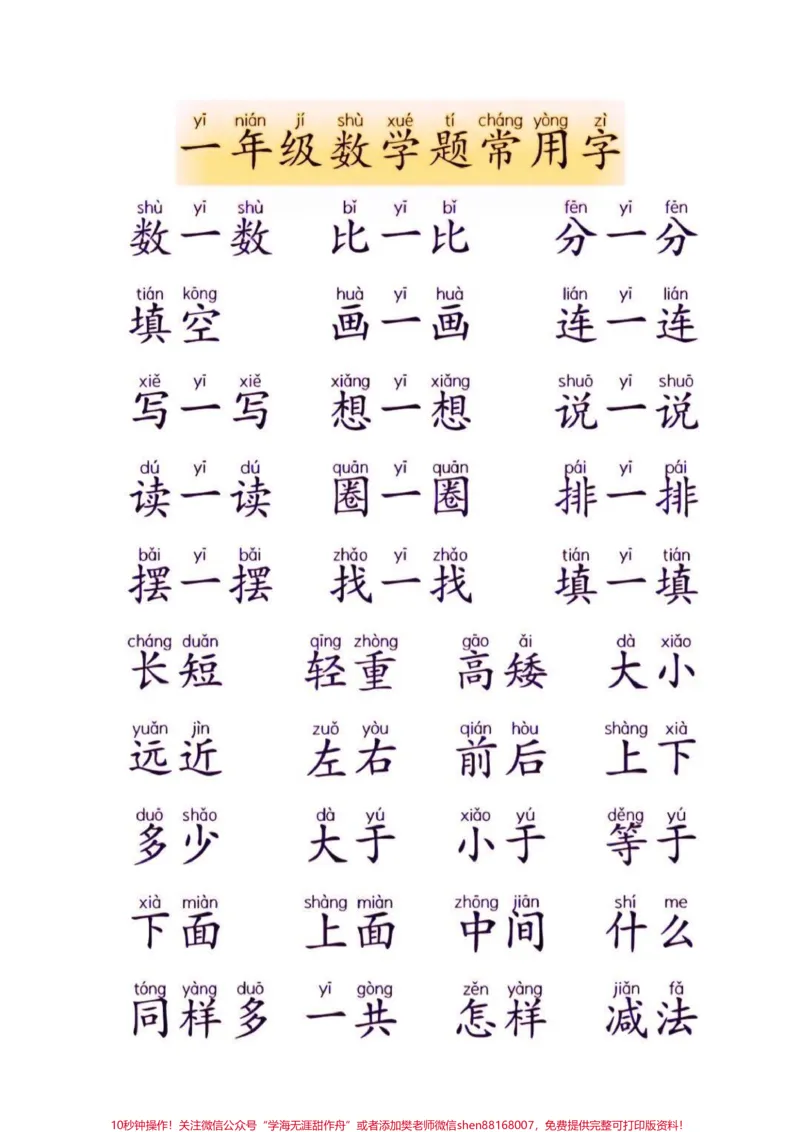 《一年级数学题常用字认识。一年级识字量少，这些常用常见字一定要认识。#常用字#一年级#识字#家长收藏孩子受益#qunju888.com教育》第2页预览