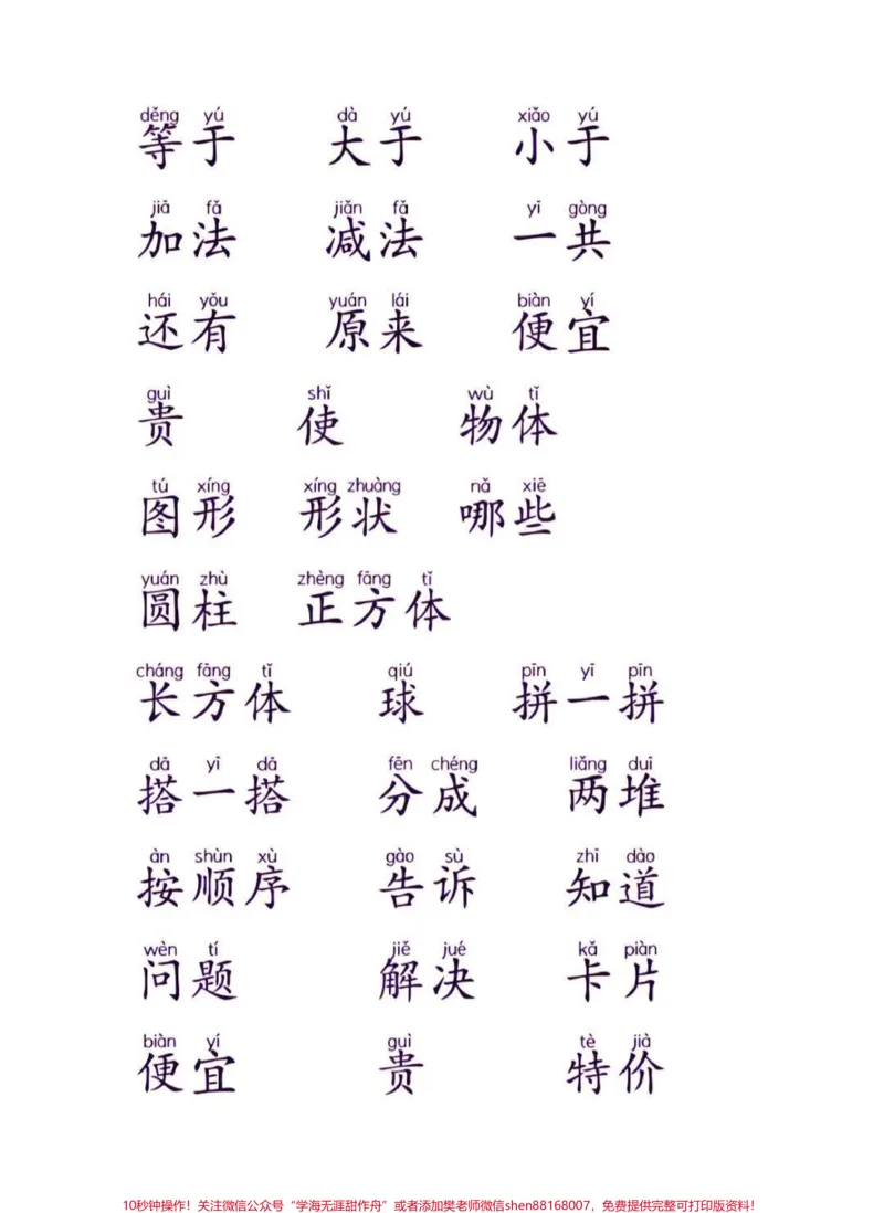 《一年级数学题常用字认识。一年级识字量少，这些常用常见字一定要认识。#常用字#一年级#识字#家长收藏孩子受益#qunju888.com教育》第5页预览