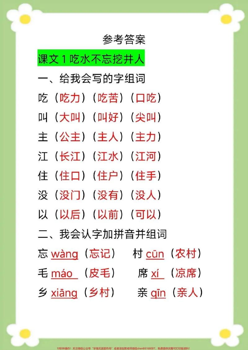 《一年级下册语文单元知识梳理单元知识汇总。#一年级语文#必考考点#生字组词#近反义词多音字#仿写句子家长给孩子收藏》第2页预览