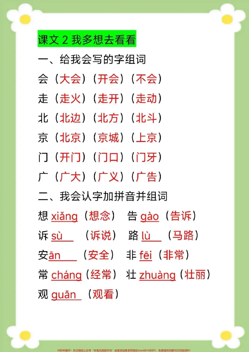 《一年级下册语文单元知识梳理单元知识汇总。#一年级语文#必考考点#生字组词#近反义词多音字#仿写句子家长给孩子收藏》第5页预览