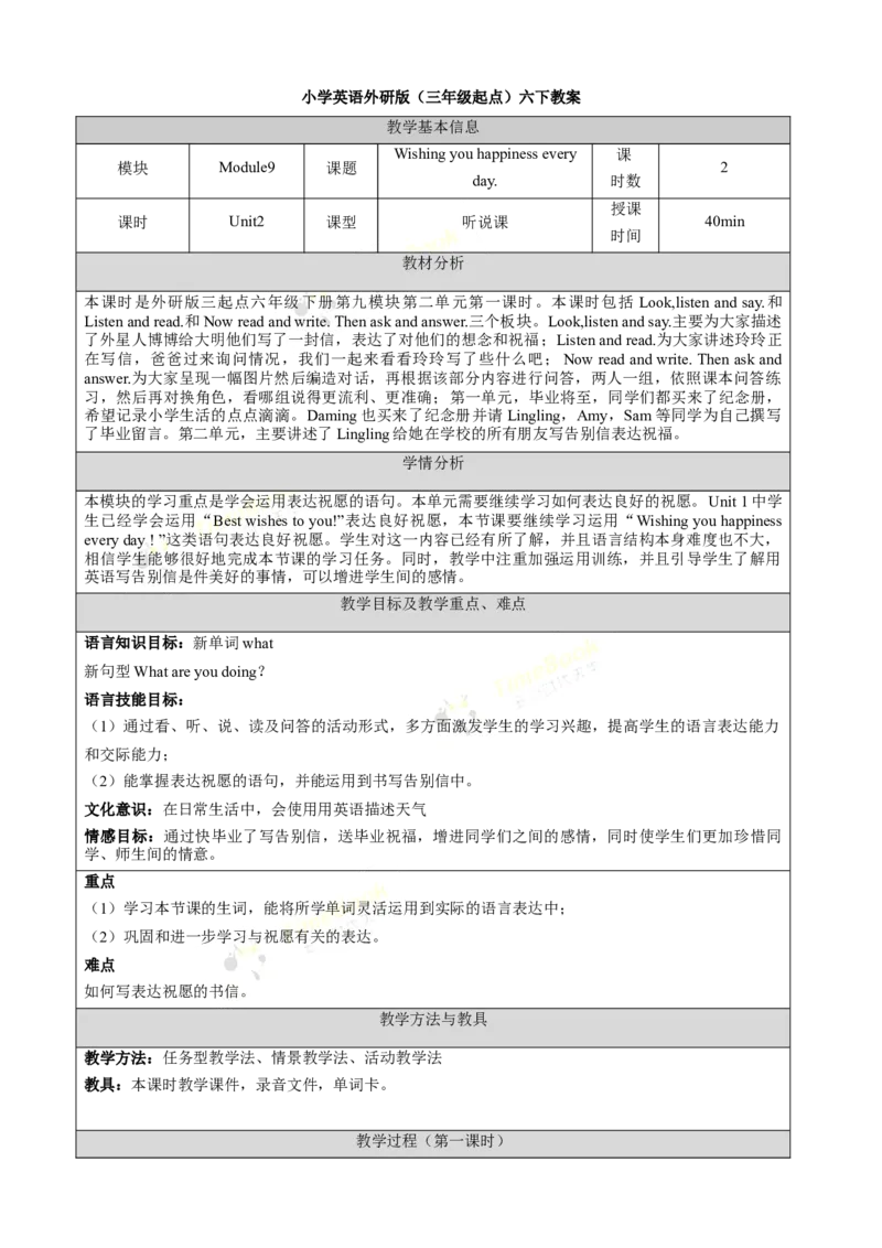 《Module9unit2第1课时_26春小学语数英道科各版本《课件+教案》_26春各版本语数英《七彩课堂》教学课件+教案_英语《七彩课堂课件教案》外研三起26春_外研六下教案Module9》第1页预览