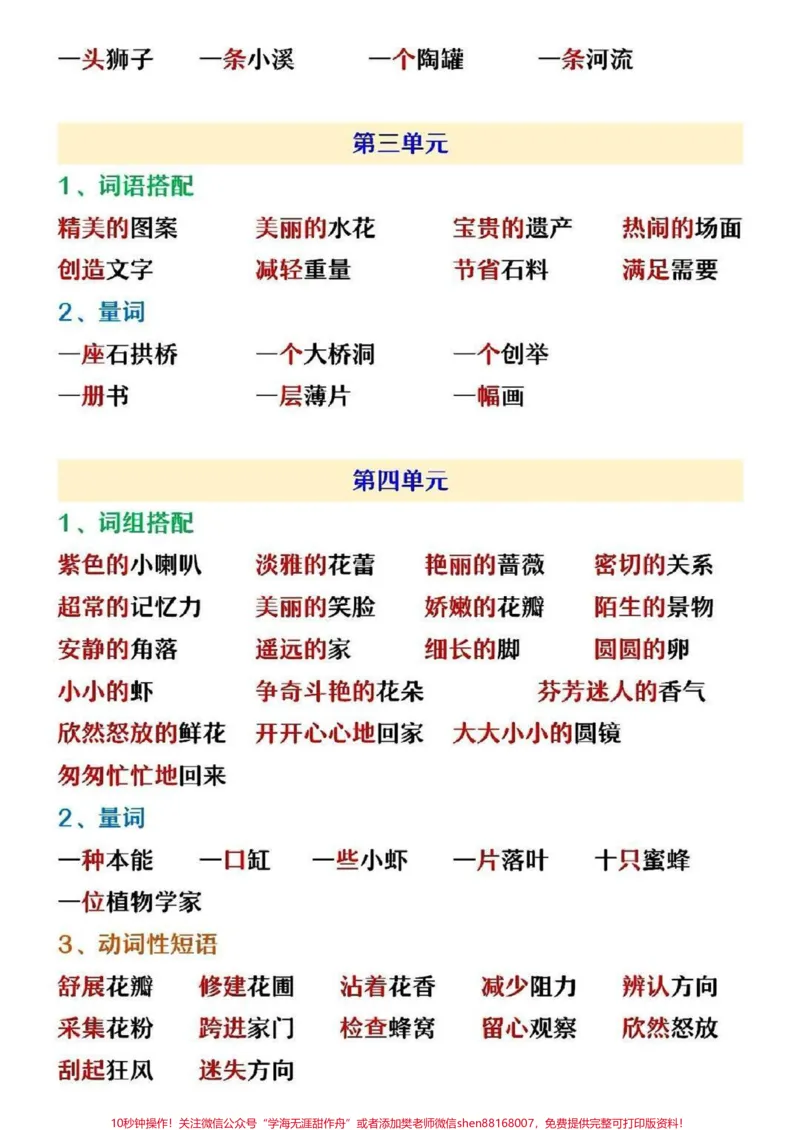 《三年级下册语文1-8单元词语积累搭配#教育#小学语文#学习#语文#每天学习一点点》第2页预览