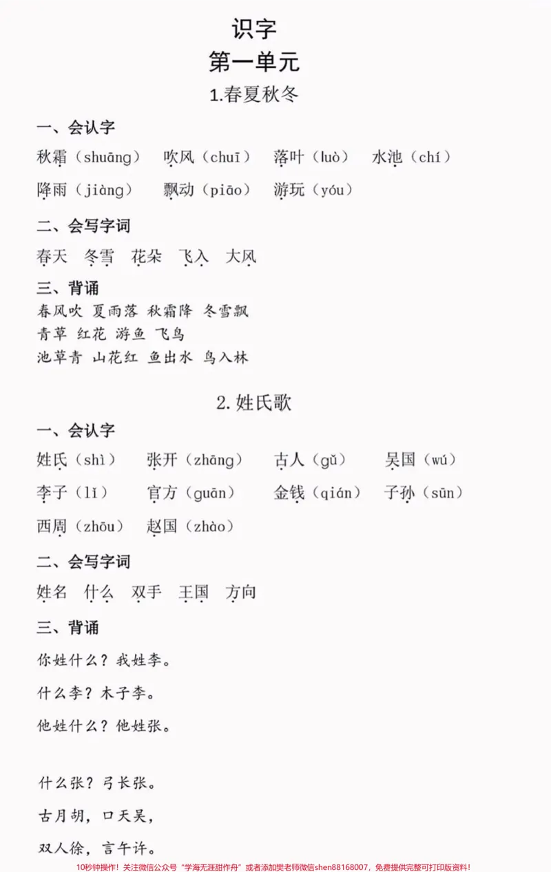 《一年级下册语文1-4单元基础知识点归纳#教育#小学语文#知识点总结#学习#每天学习一点点》第1页预览
