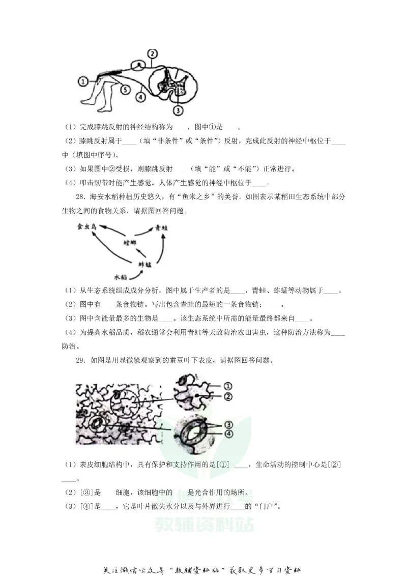 《2020江苏南通中考生物真题及答案_初高中资料库_初中资料库（转存避免链接过期失效）_初中生物》第5页预览