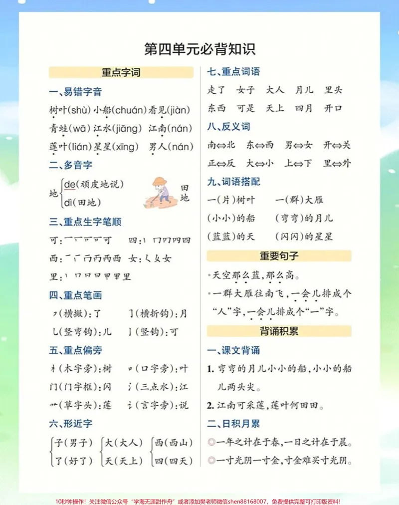 《一年级上册语文期末复习各单元知识点归纳总结#家长收藏孩子受益#教育#学习#知识点总结#期末复习》第3页预览